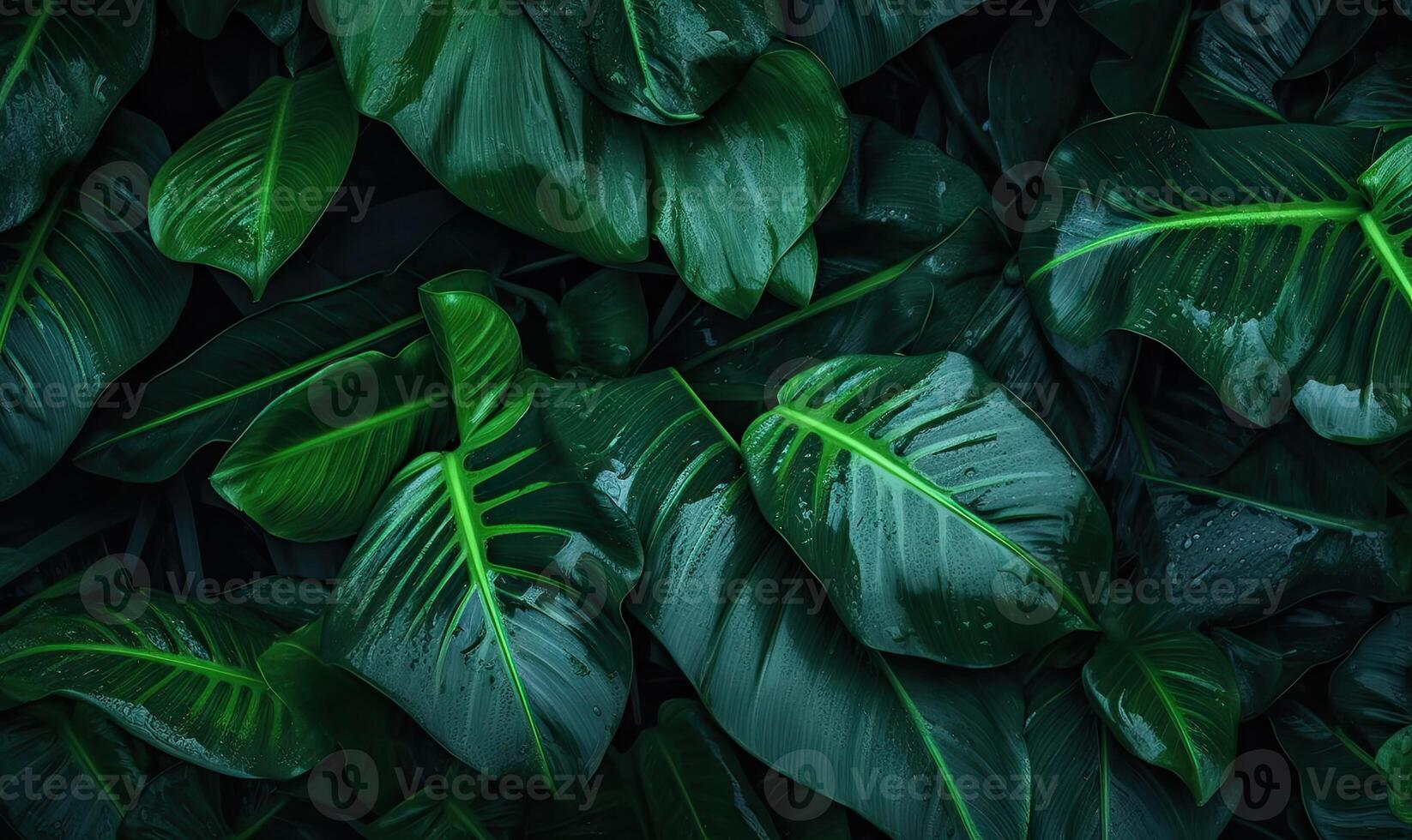 Monstera leaf wallpaper. Tropical foliage background. Natural textured. Created with generative AI tools photo