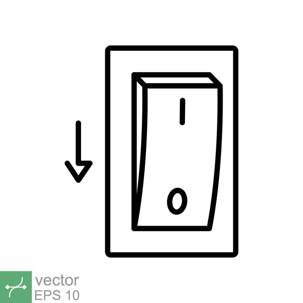 Light off, electric switch icon. Simple outline style. Power turn off button, toggle switch of position concept for web and app. Thin line vector illustration isolated on white background. EPS 10.
