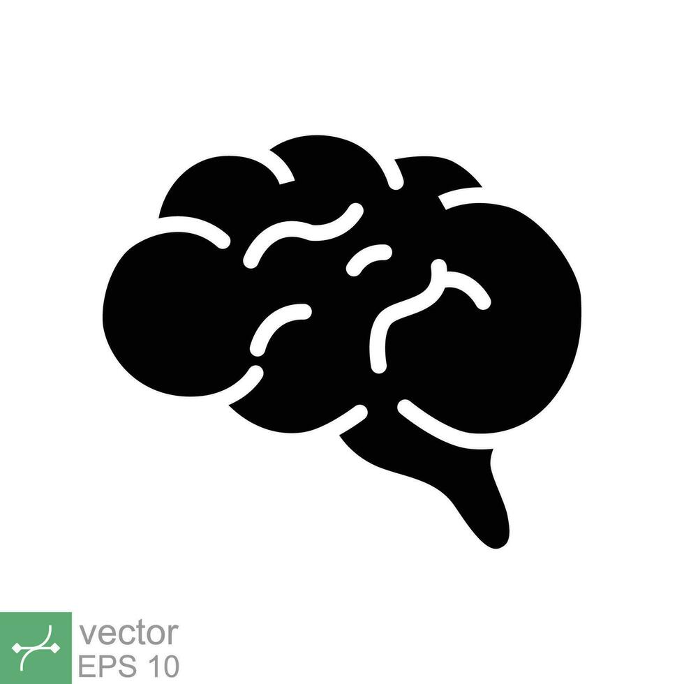 humano cerebro icono. sencillo sólido estilo. neurología, memoria, psicología, intelecto, médico concepto. glifo vector ilustración símbolo aislado en blanco antecedentes. eps 10