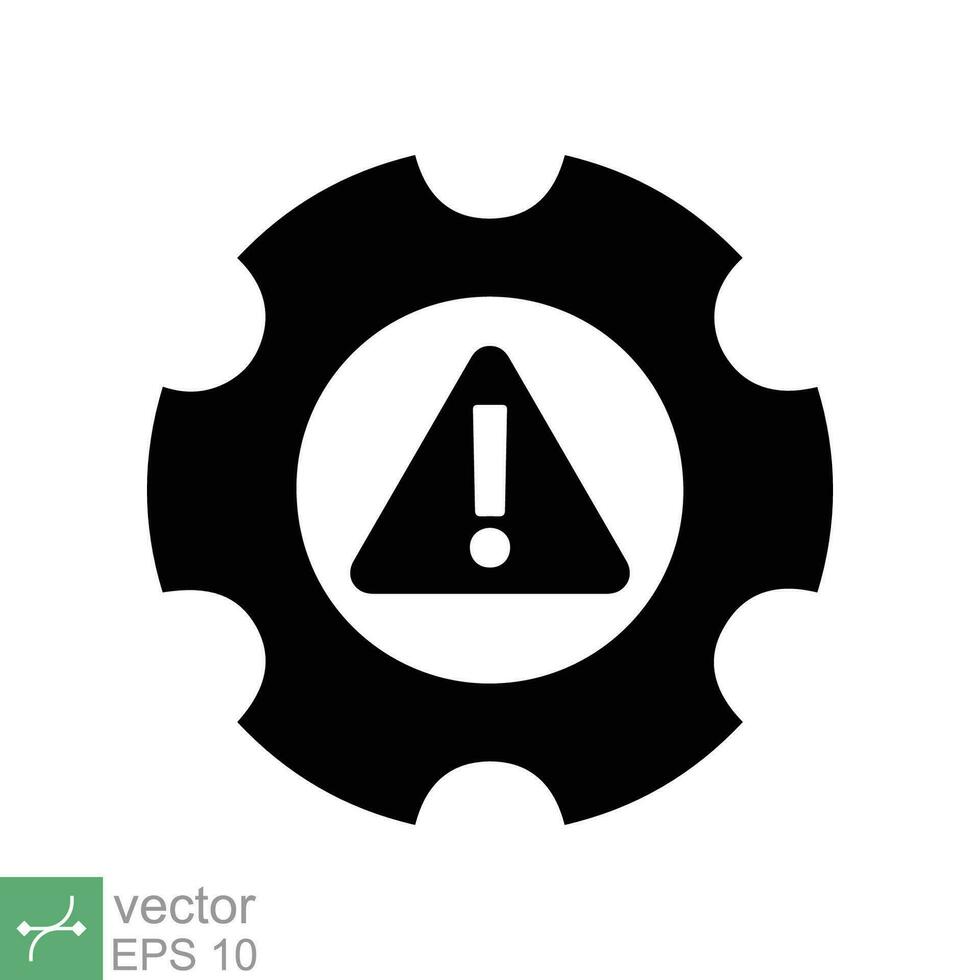 System error icon. Simple solid style. Risk alert, failure, mechanical gear engine, trouble service, caution, technology concept. Glyph vector illustration isolated on white background. EPS 10.