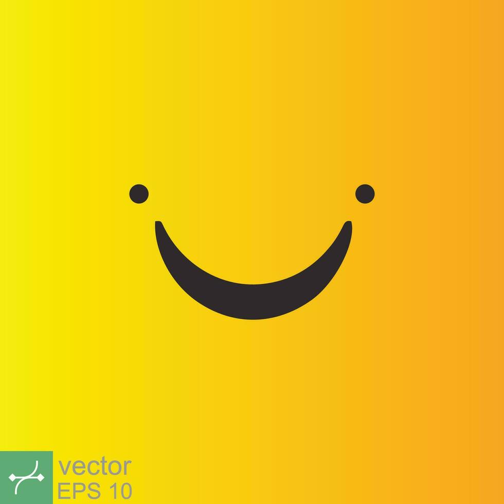 Smile icon template design. Smiling emoticon vector logo on yellow background. Face line art style. Funny doodle drawing, fun symbol, humor, joy concept. EPS 10.