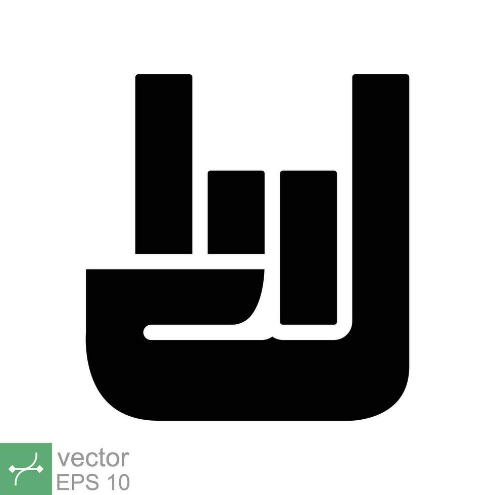 Rock on concert gig hand gesture icon. Simple solid style. Hardcore, heavy metal, music, punk sign concept. Glyph vector illustration symbol isolated on white background. EPS 10.
