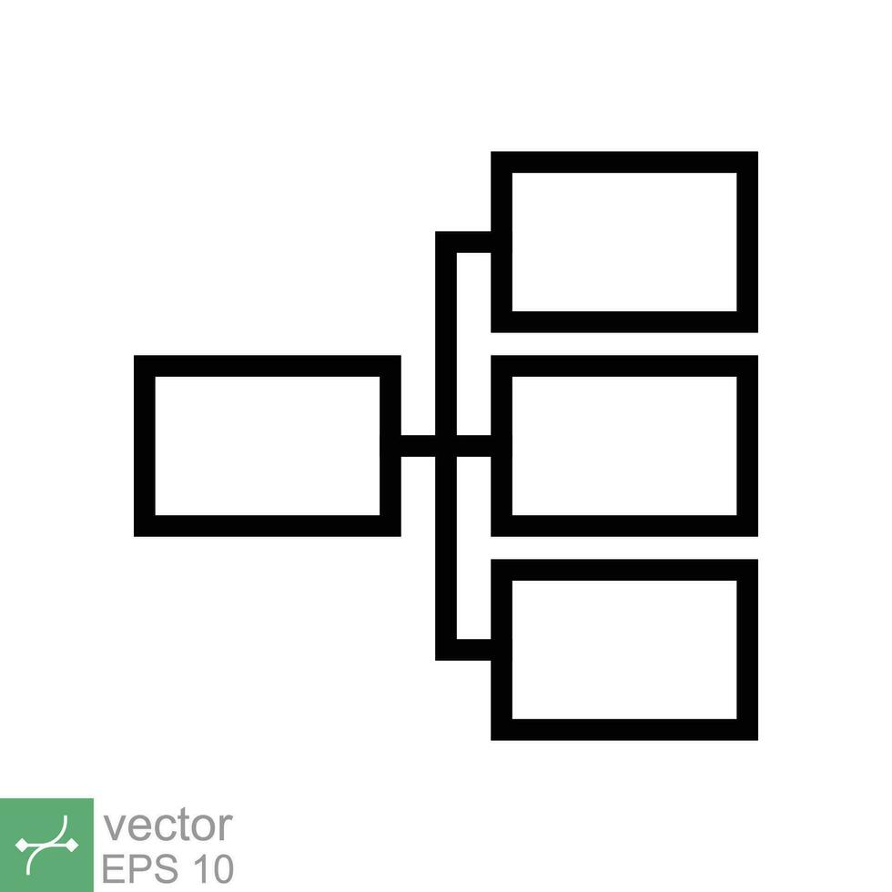 Organization chart icon. Simple outline style. Org hierarchy, company diagram flow symbol, team structure, business concept. Thin line vector illustration isolated on white background. EPS 10.