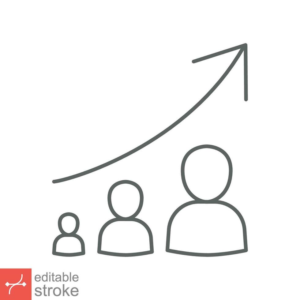 Personal development icon. Simple outline style. Strategy management, capital, human, leadership concept. Thin line vector illustration isolated on white background. Editable stroke EPS 10.