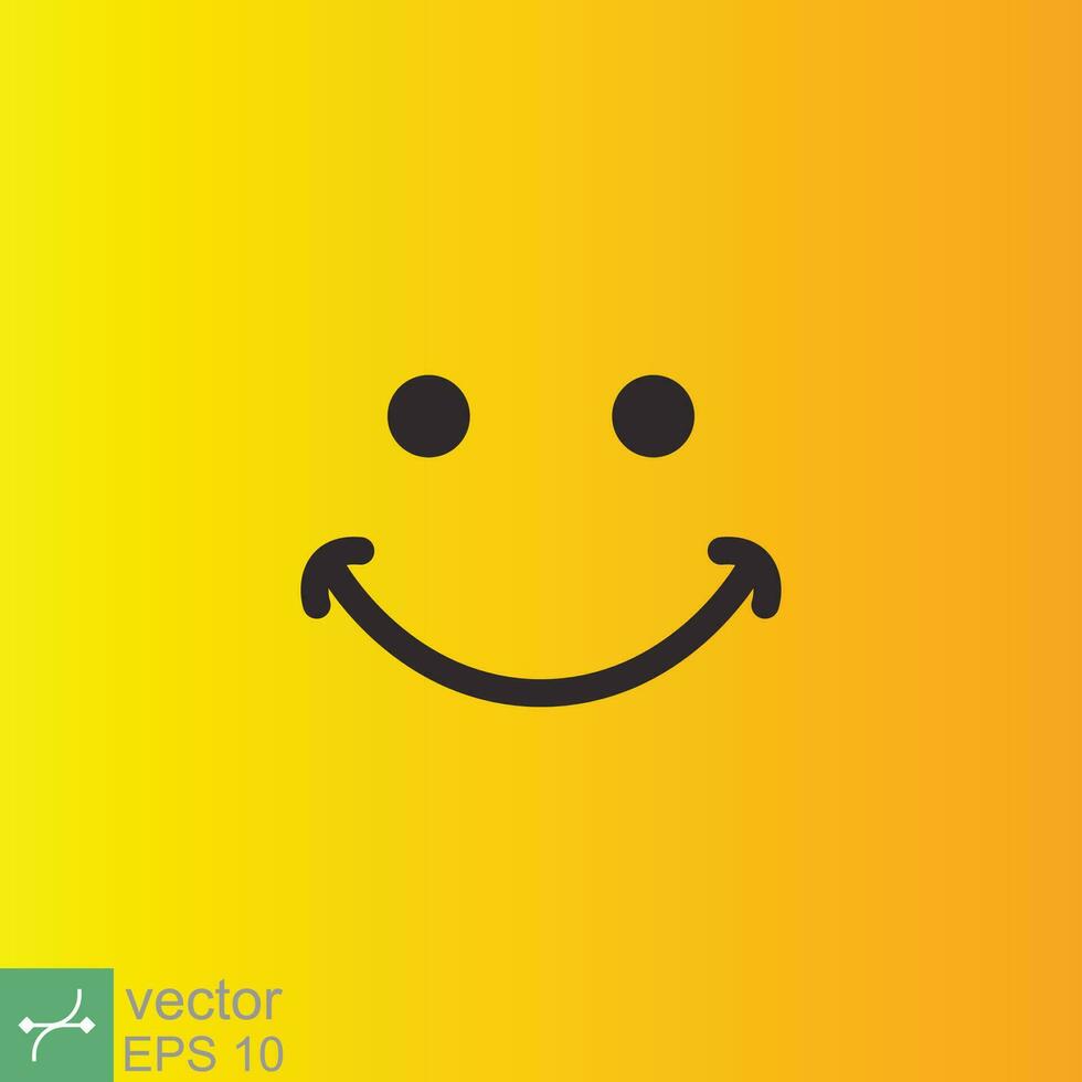 Smile icon template design. Smiling emoticon vector logo on yellow background. Face line art style. Funny doodle drawing, fun symbol, humor, joy concept. EPS 10.