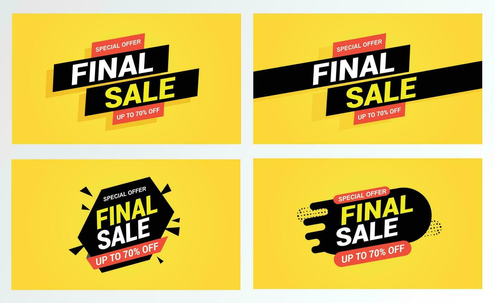 Final sale banner, special offer up to 70 off. Banner template collection. Vector abstract background design, marketing template, business concept. EPS 10.