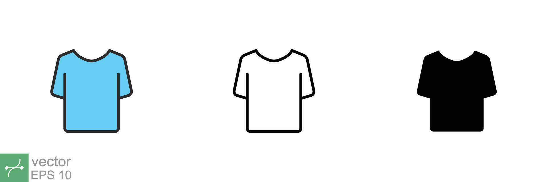 T-shirt icon. Simple flat, outline, solid style. Tee symbol, linear style sign for mobile concept and web design. Glyph, line vector illustration isolated on white background. EPS 10.
