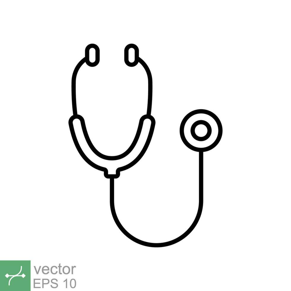 Stethoscope cardio device icon. Simple outline style. Medical, doctor equipment, health heart, hospital, healthcare concept. Thin line vector illustration isolated on white background. EPS 10.