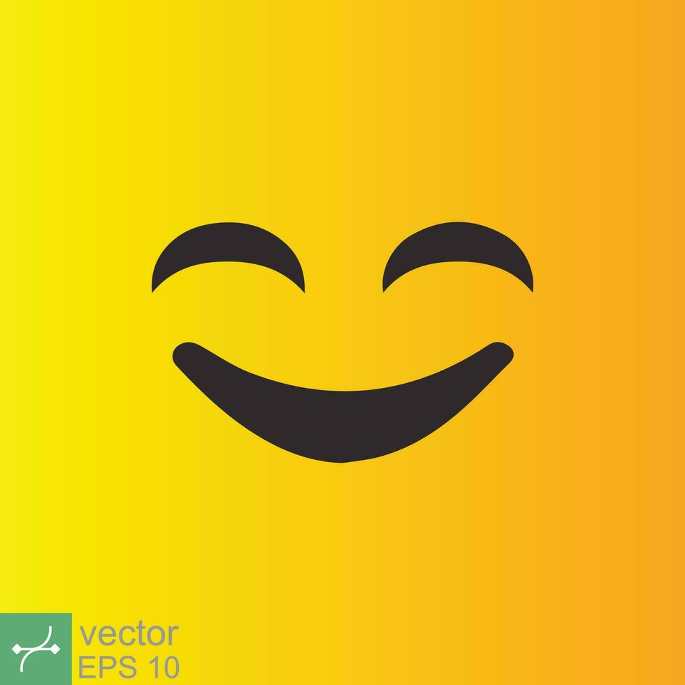 Smile icon template design. Smiling emoticon vector logo on yellow background. Face line art style. Funny doodle drawing, fun symbol, humor, joy concept. EPS 10.