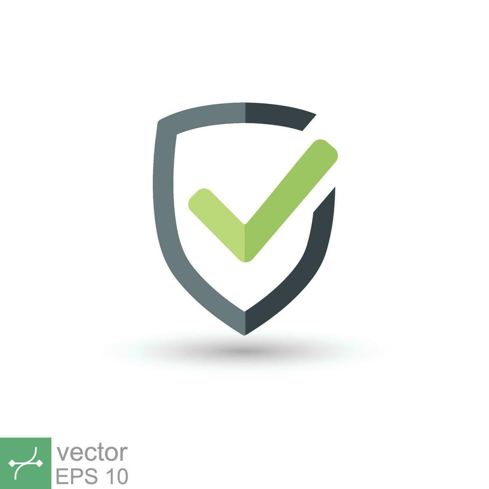 Shield with check mark icon. Simple flat style. Safety, protect, safe, proof, guard concept. Vector illustration symbol isolated on white background. EPS 10.