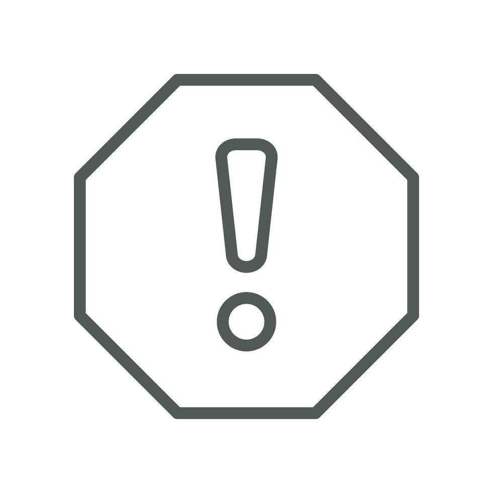 exclamation mark in octagonal shape for hazard warning symbol. Beware secure caution in traffic road. Warning pop up Attention, warning icon. Vector illustration filled outline style. EPS10