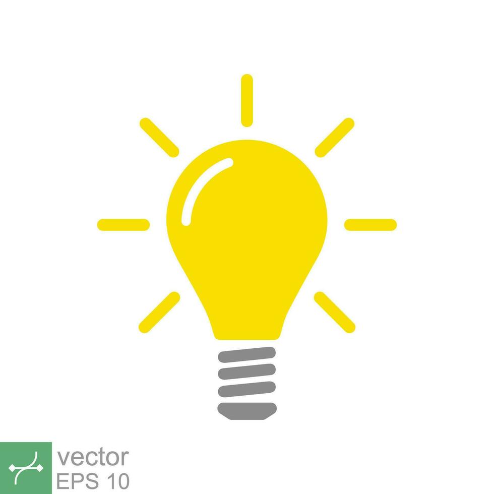 Light bulb icon. Simple flat style. glow lamp, idea, solution, inspiration, yellow lightbulb, technology concept. Vector illustration isolated on white background. EPS 10.