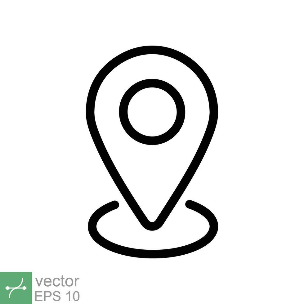 Pin location icon. Simple outline style. Map marker, place position, globe label, gps technology concept. Thin line vector illustration isolated on white background. EPS 10.