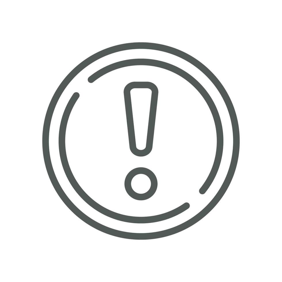 Exclamation mark in round shape for hazard warning symbol. Beware secure caution in traffic road. Error, notice, Alert, caution icon . Vector illustration filled outline style. EPS10
