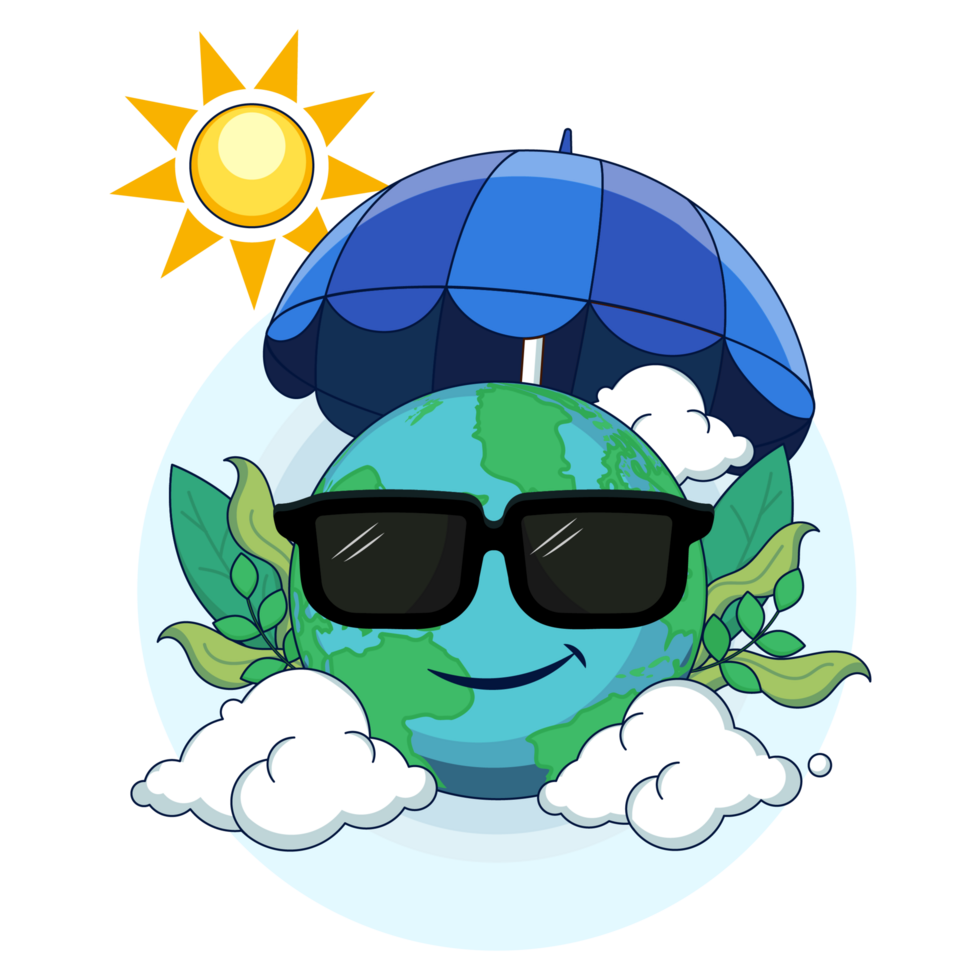 Smiling Earth with Full Protection from Ultraviolet Radiation png