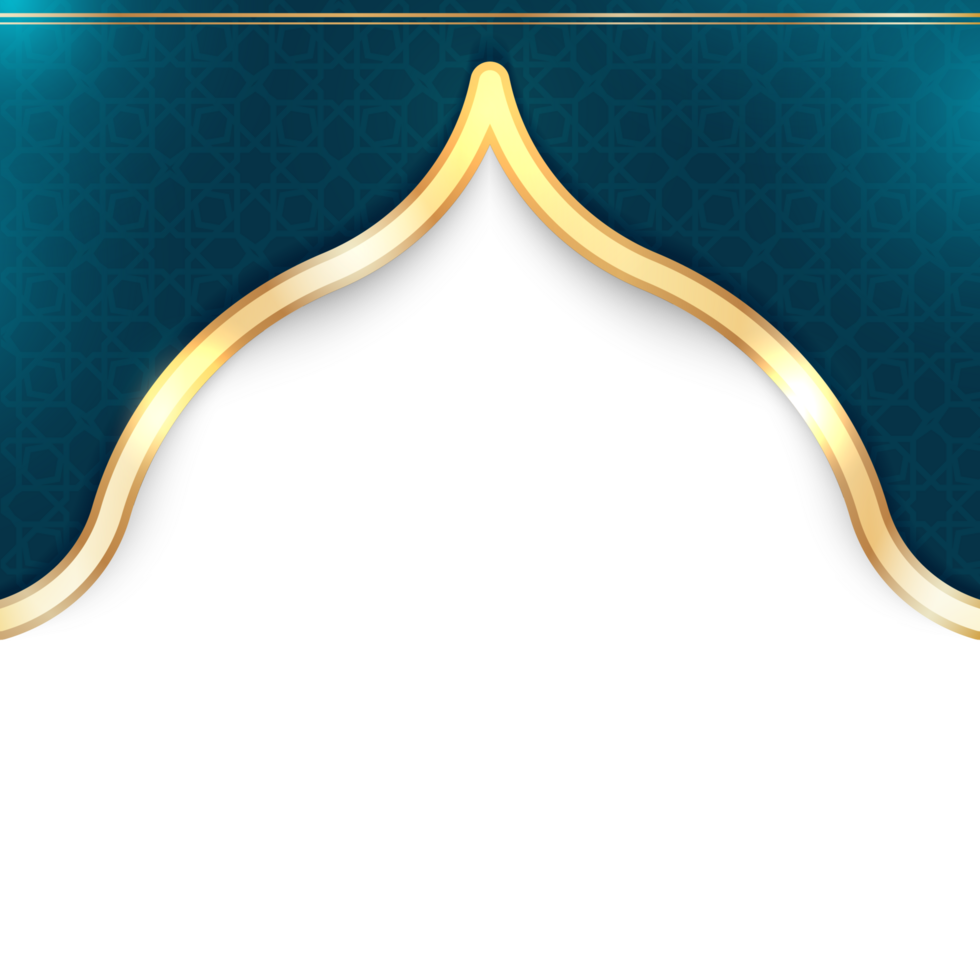 Luxury Islamic Border Frame Ornament in Blue and Gold png