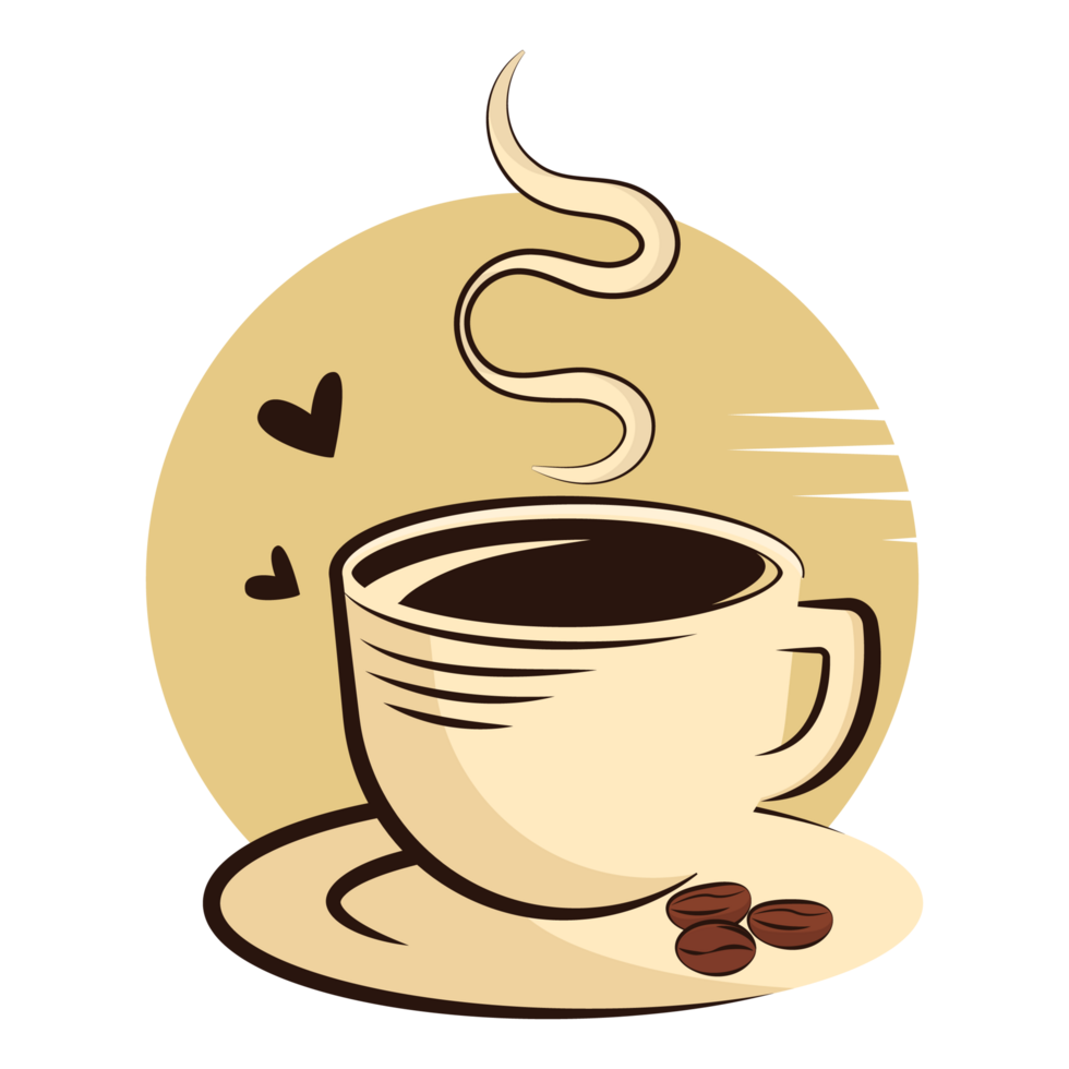 A Cup of Coffee with Coffee Beans and Heart Sign png