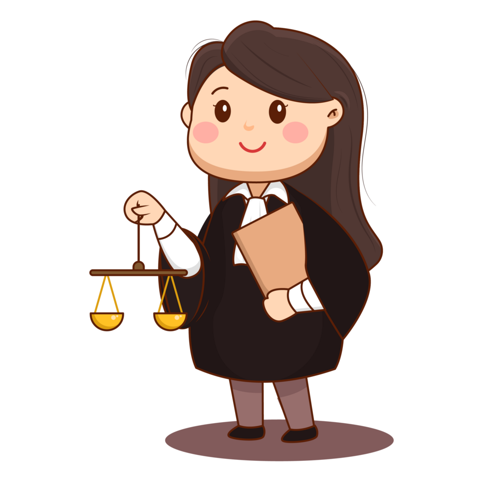 Cute Cartoon Female Lawyer  in Court png