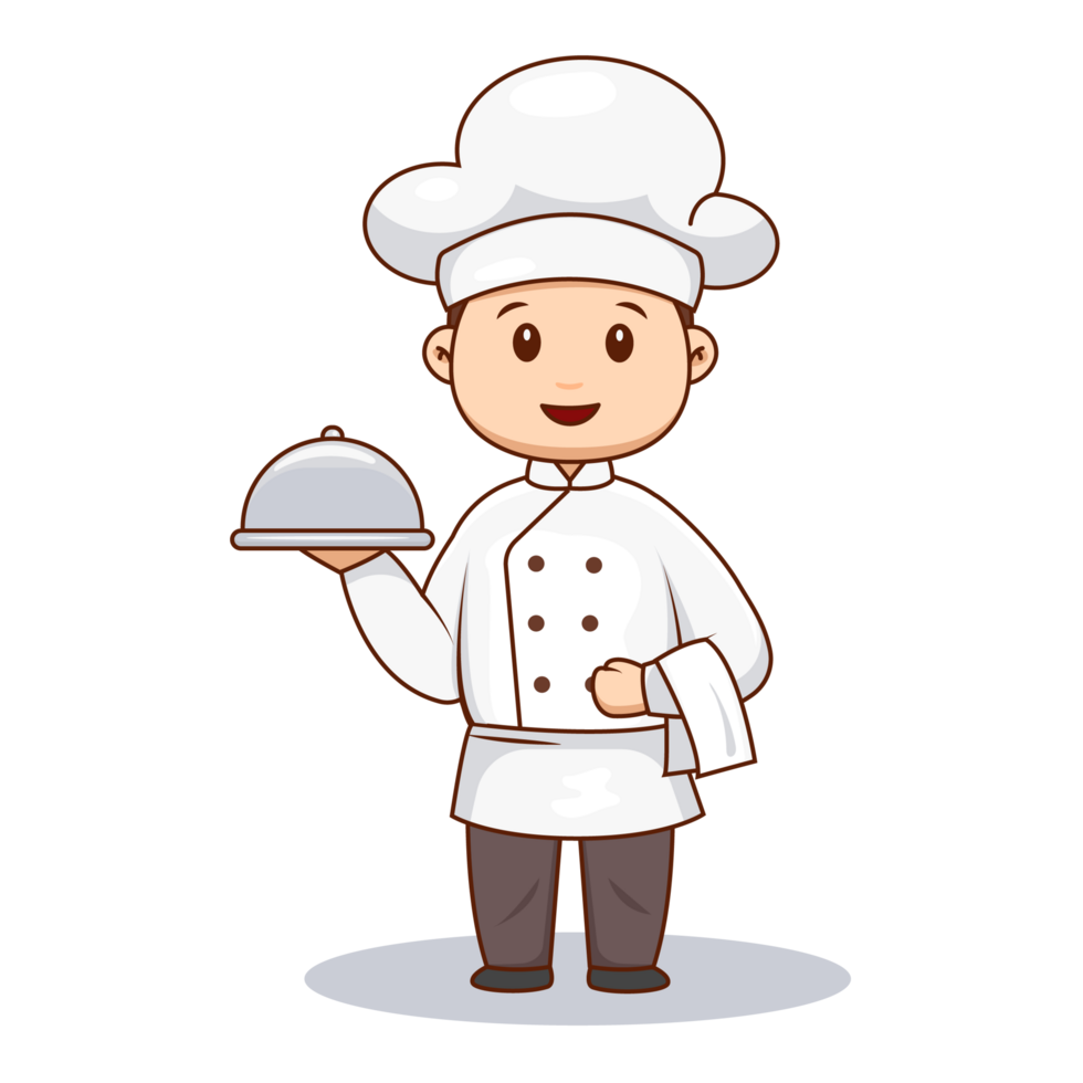 Cute Male Chef Holding Food Tray png