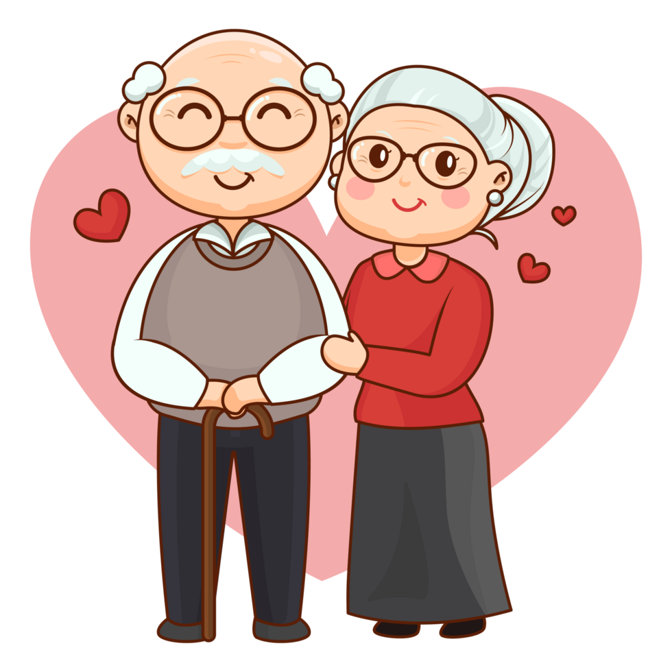 Cute Happy Grandparents Cartoon Character png