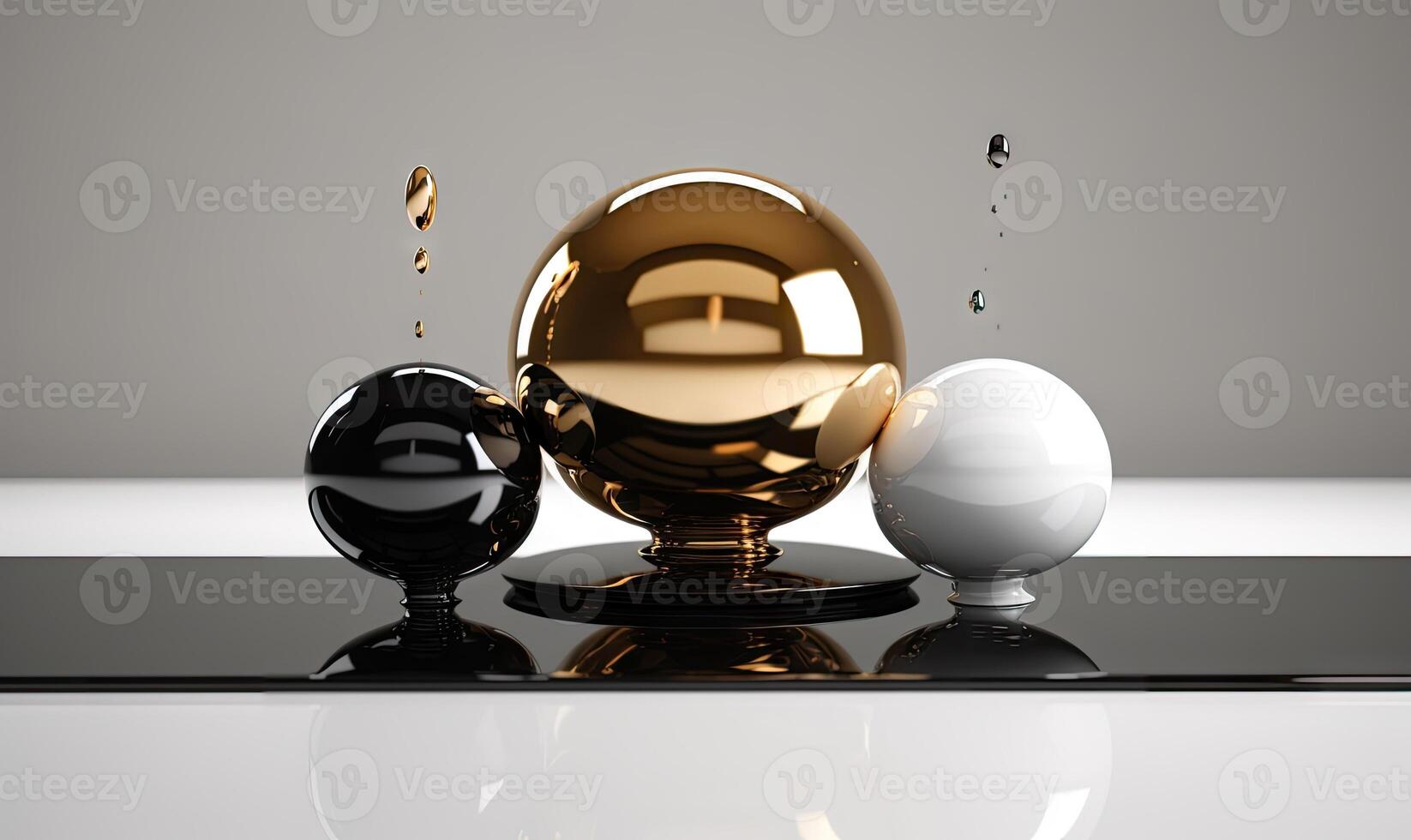 Abstract liquid wallpaper. Creative banner metallic spheres with drop water. For banner, postcard, book illustration.Created with tools photo