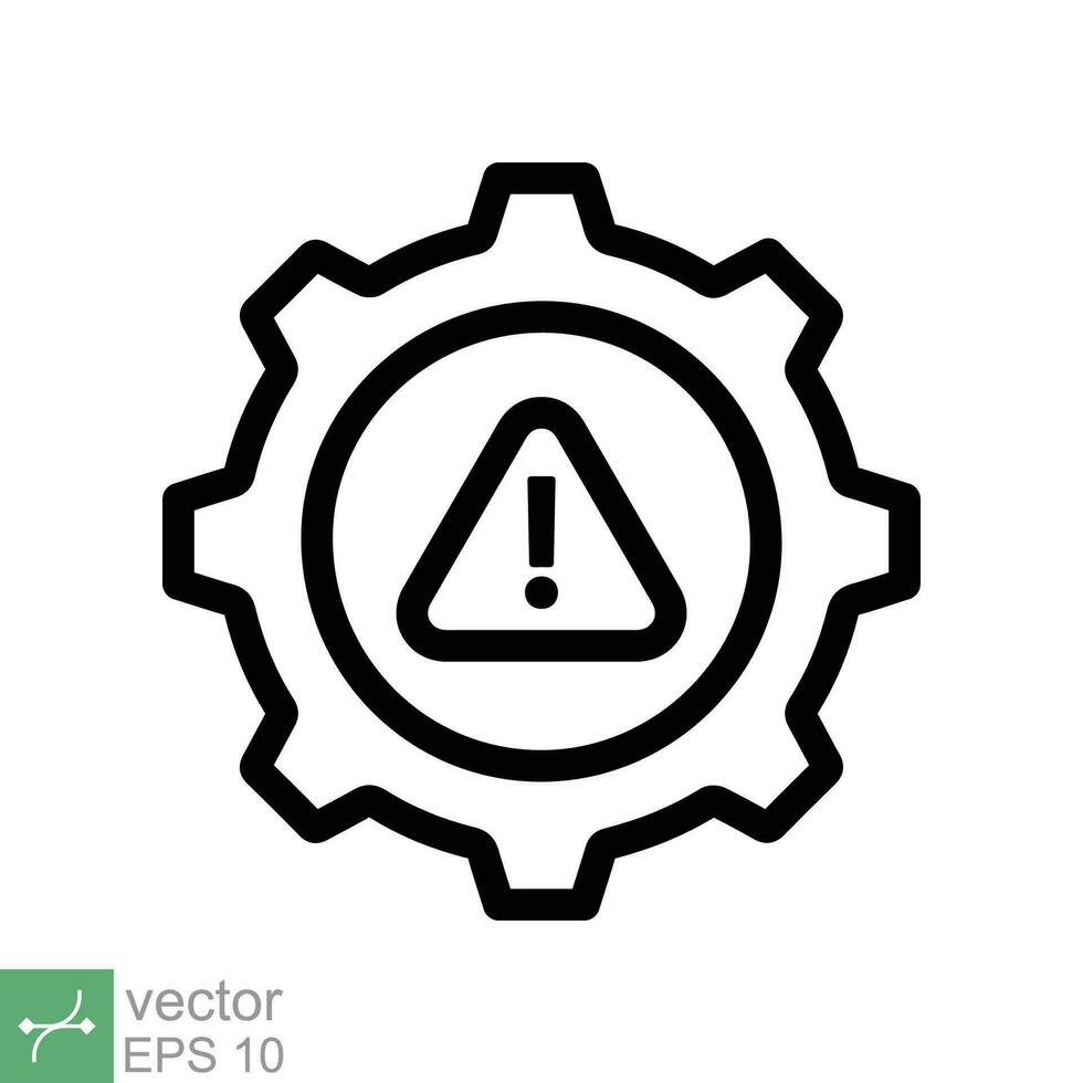 System error icon. Simple outline style. Risk alert, failure, mechanical gear engine, trouble service, caution, technology concept. Line vector illustration isolated on white background. EPS 10.