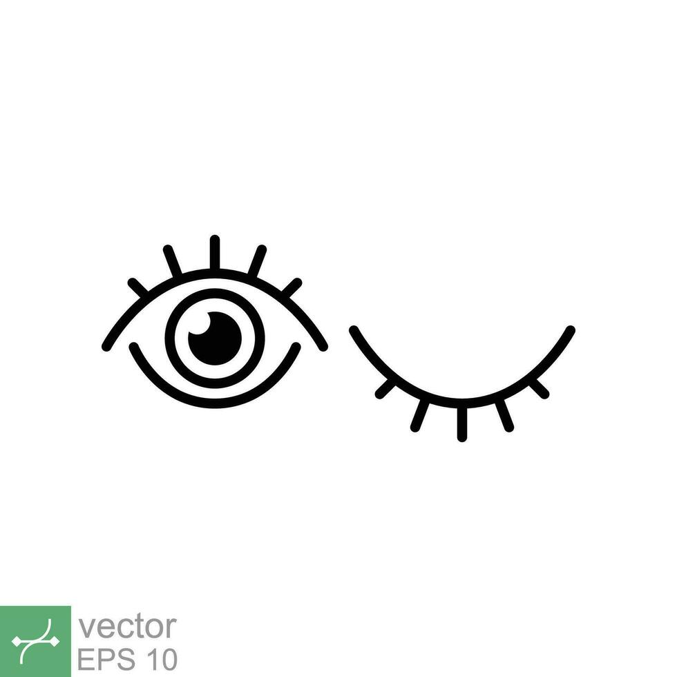 Eye and eyelash icon. Simple outline style. Wink, blink, makeup, doodle, woman beauty face concept. Thin line vector illustration isolated on white background. EPS 10.