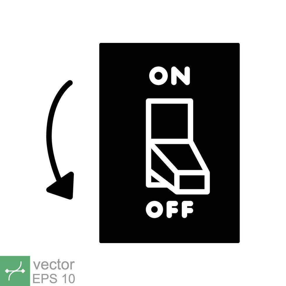 Light off, electric switch icon. Simple solid style. Power turn off button, toggle switch of position concept for web and app. Glyph vector illustration isolated on white background. EPS 10.