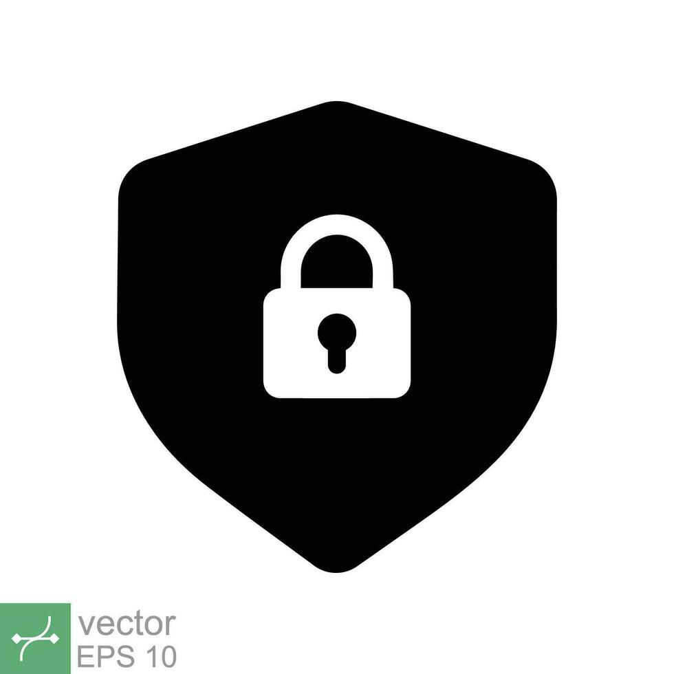 Shield and lock icon. Simple flat style. Secure, safe, computer protect, safety, web privacy concept. Vector illustration symbol isolated on white background. EPS 10.