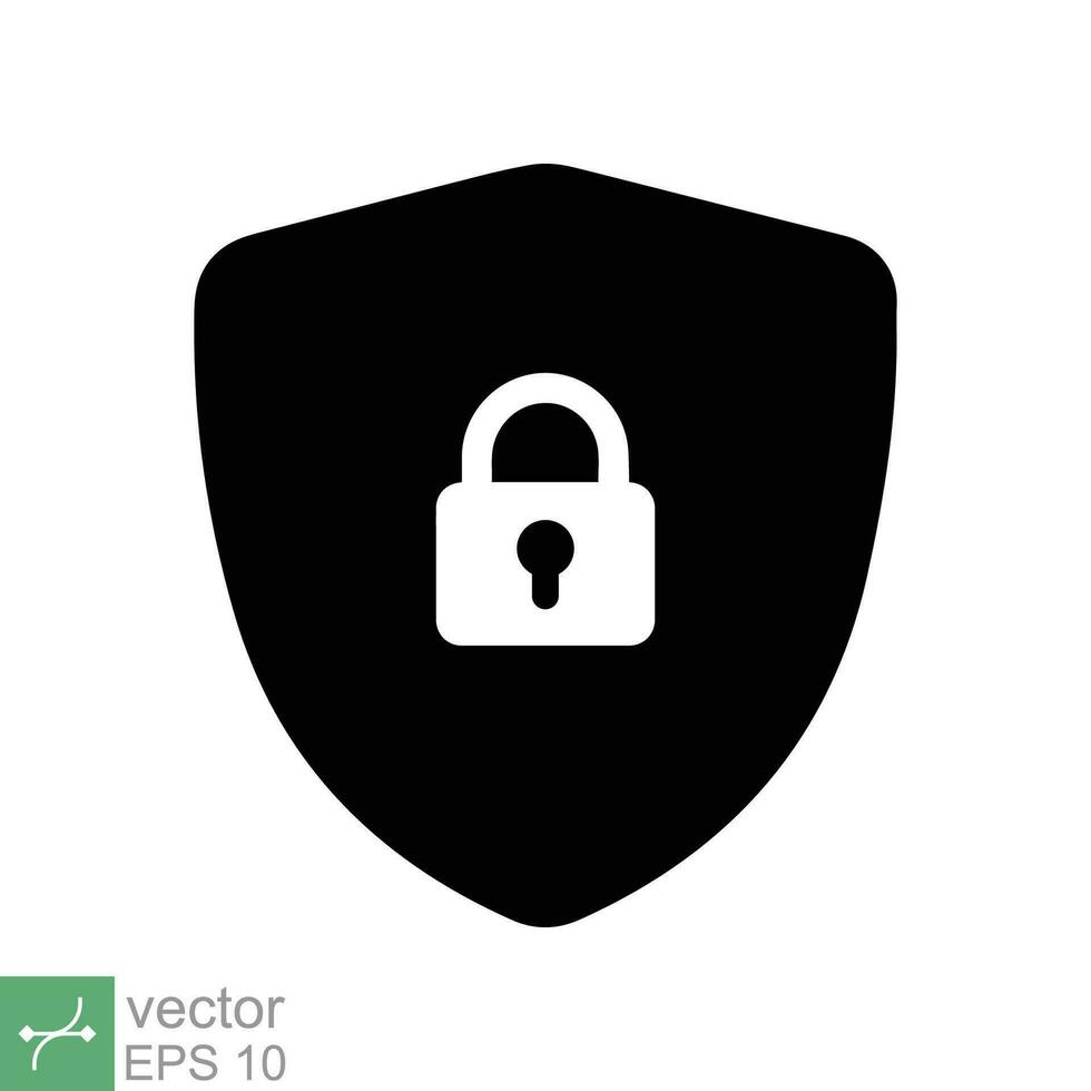 Shield and lock icon. Simple flat style. Secure, safe, computer protect, safety, web privacy concept. Vector illustration symbol isolated on white background. EPS 10.