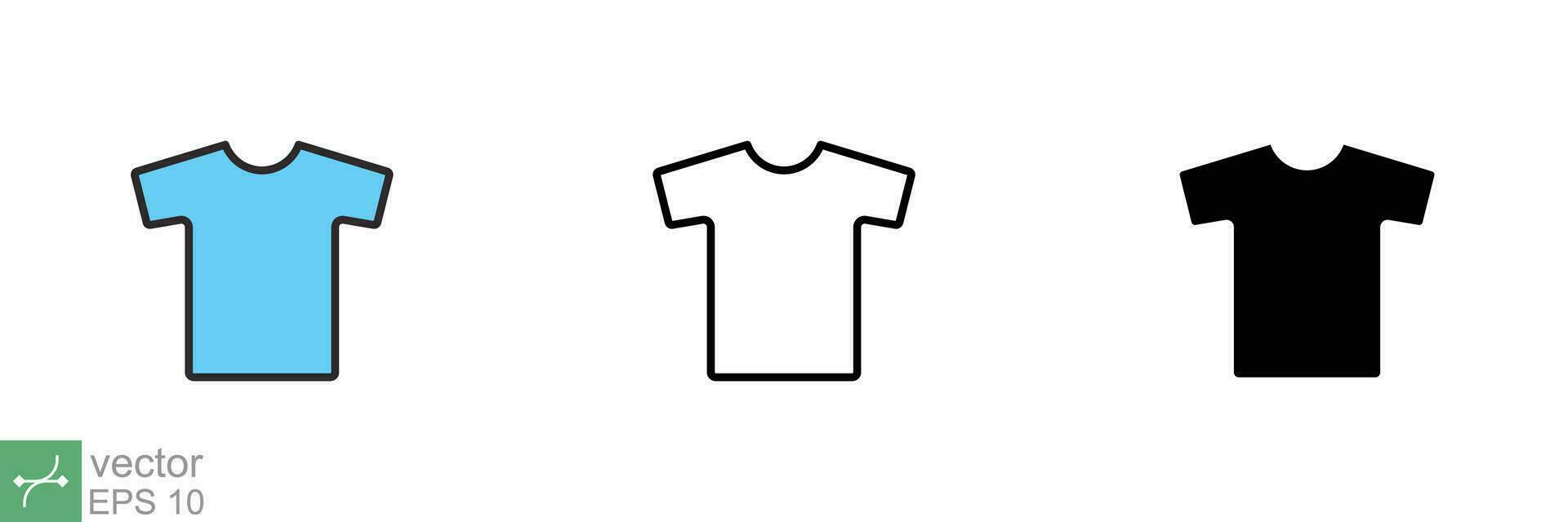 T-shirt icon. Simple flat, outline, solid style. Tee symbol, linear style sign for mobile concept and web design. Glyph, line vector illustration isolated on white background. EPS 10.