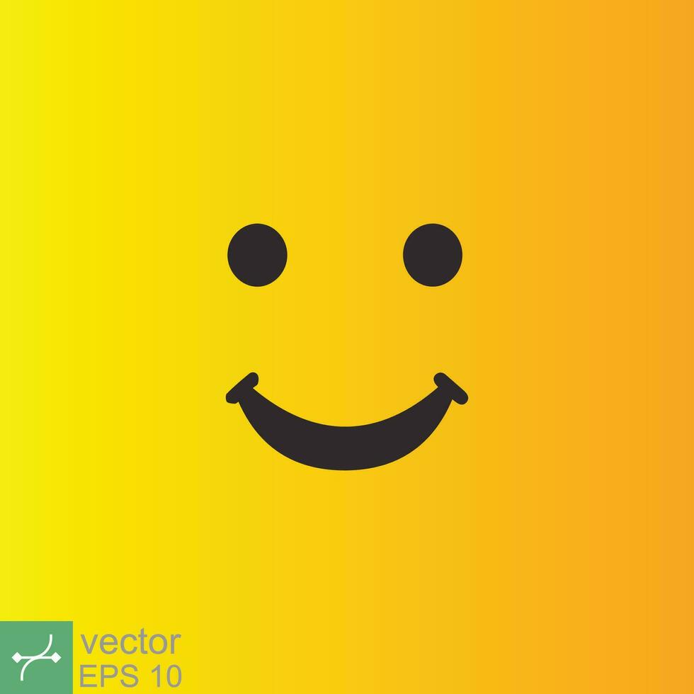 Smile icon template design. Smiling emoticon vector logo on yellow background. Face line art style. Funny doodle drawing, fun symbol, humor, joy concept. EPS 10.