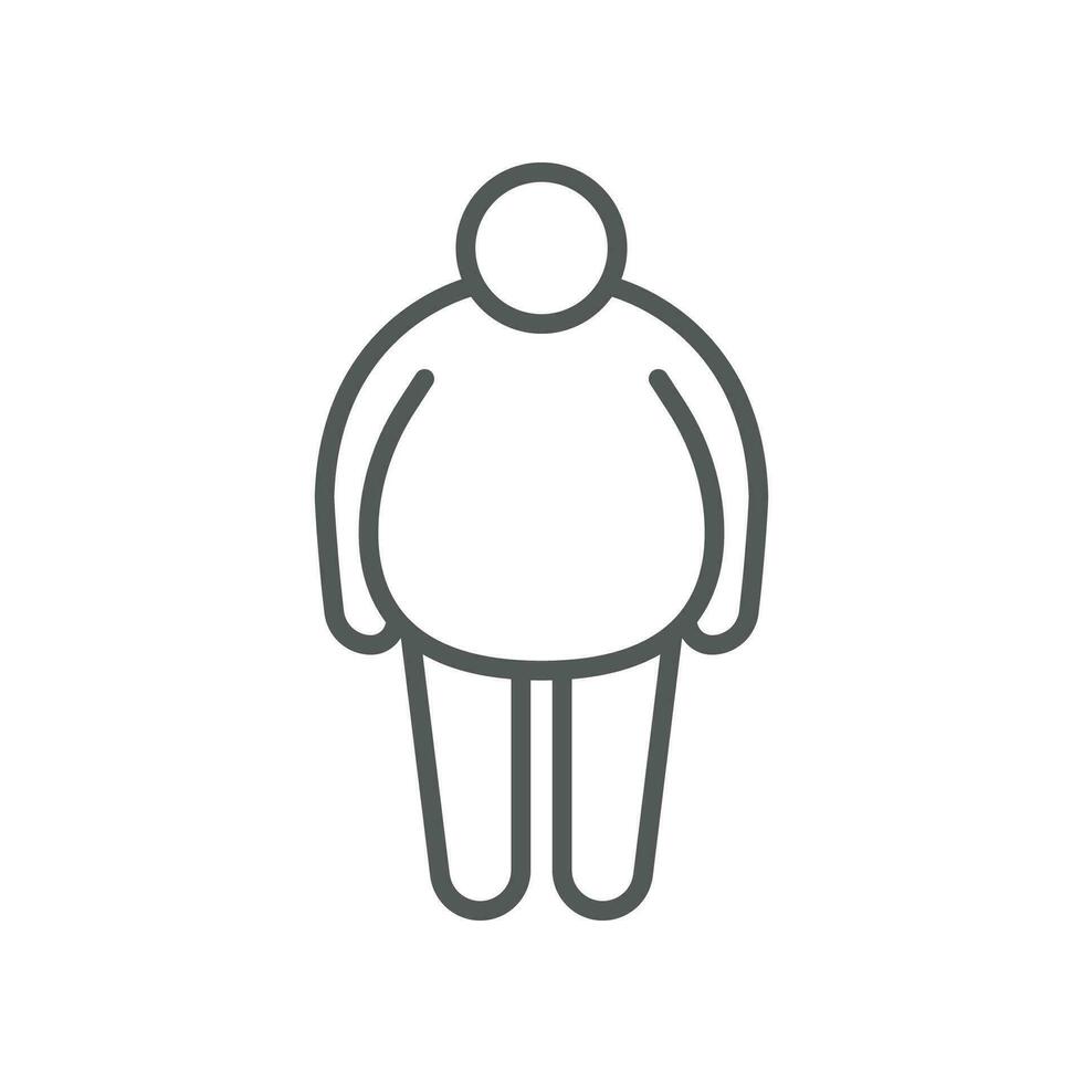 Unhealthy lifestyle with fatness tummy, obesity male silhouette symbol for infographic, pictogram in outline, flat, and solid . Overweight man icon. Vector illustration filled outline style EPS10