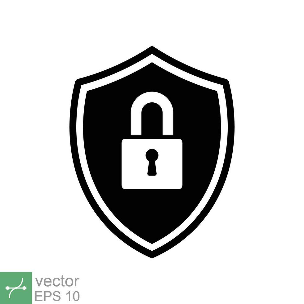 Security icon. Simple solid style. Shield secure, privacy protect, guarantee safe, network guard, safety concept. Glyph vector illustration symbol isolated on white background. EPS 10.