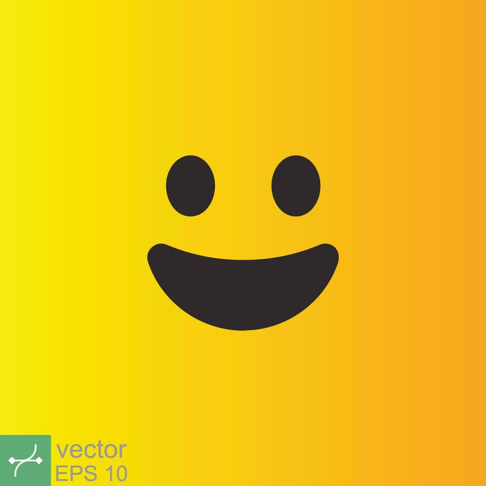 Smile icon template design. Smiling emoticon vector logo on yellow background. Face line art style. Funny doodle drawing, fun symbol, humor, joy concept. EPS 10.