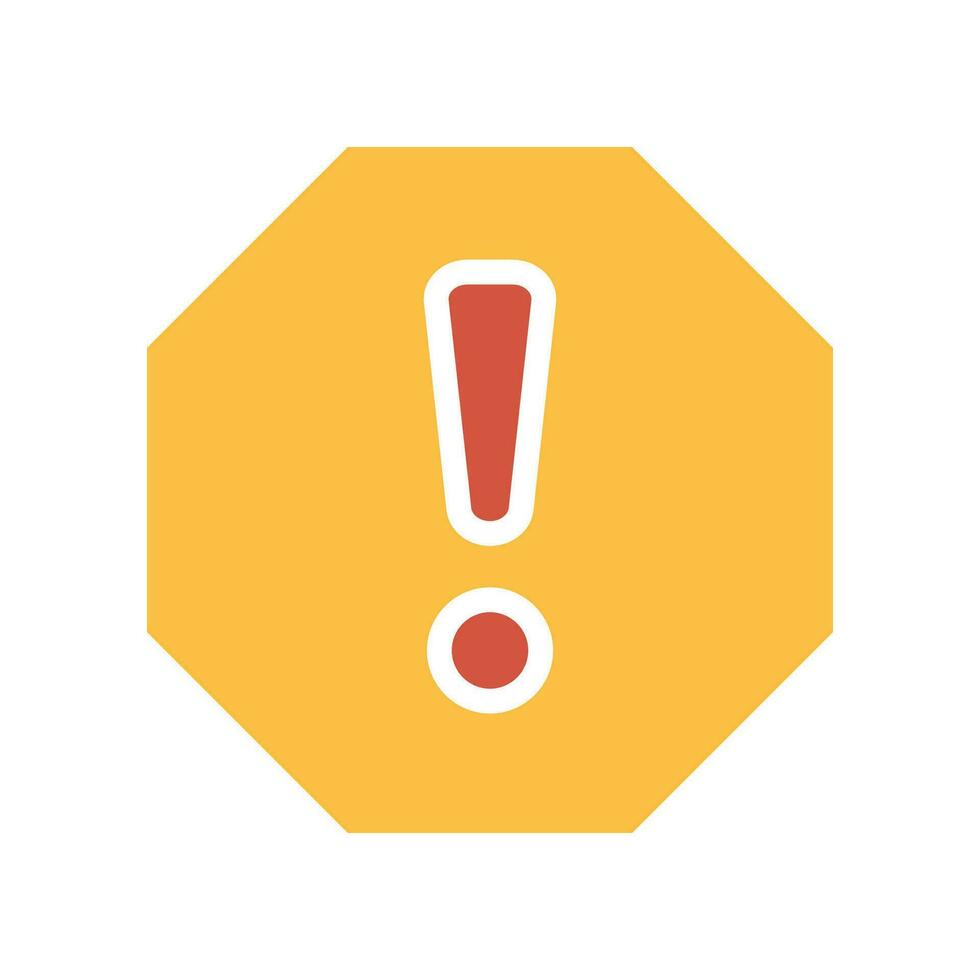 exclamation mark in octagonal shape for hazard warning symbol. Beware secure caution in traffic road. Warning pop up Attention, warning icon. Vector illustration filled outline style. EPS10