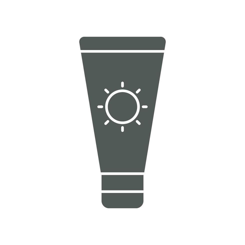 Sun lotion, Sunscreen, Sunblock Cream for UV block sun protection. Sunburn screen for Bathing Beach vacation icon line for web mobile infographics. Vector illustration solid, glyph style. EPS 10