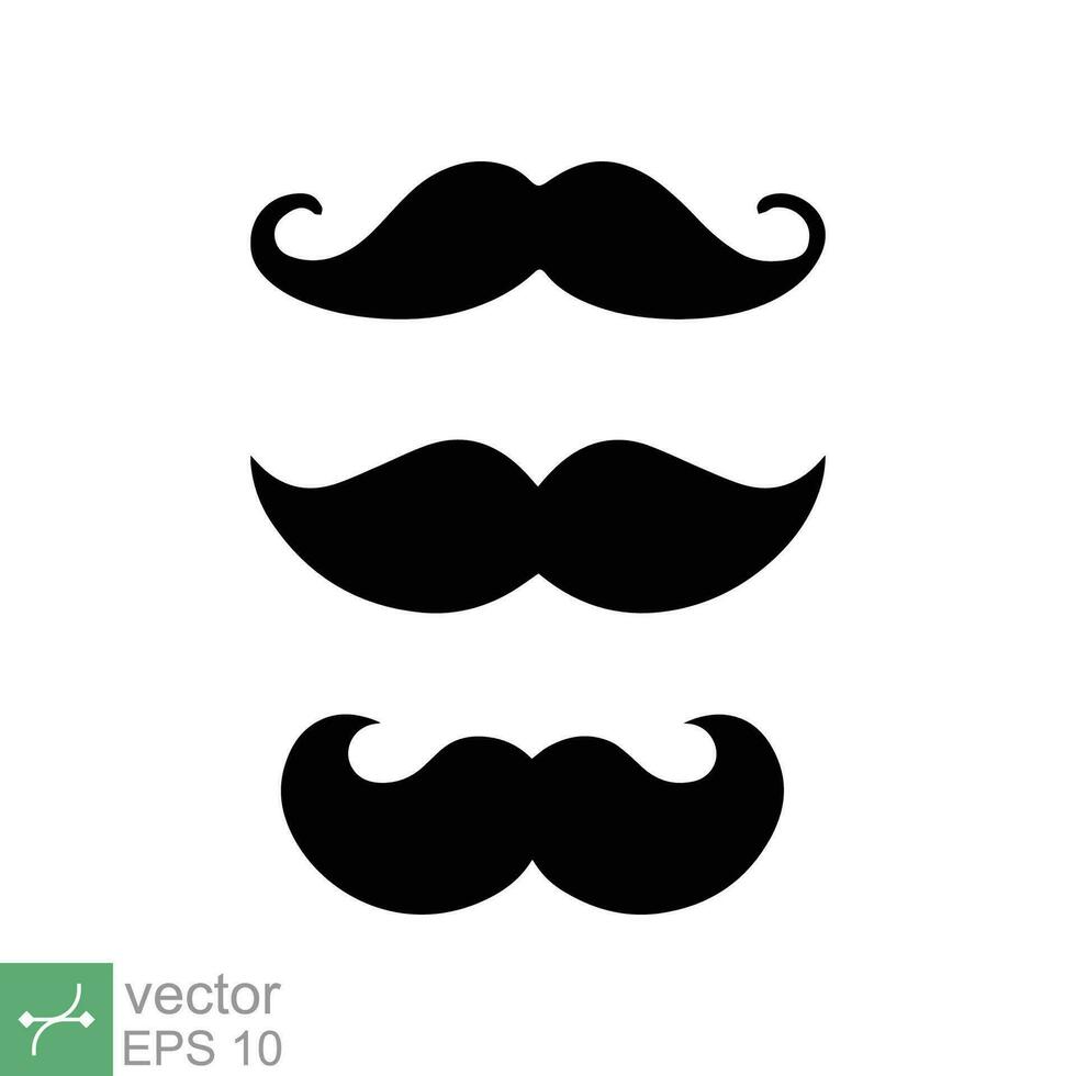 Flat Moustache Icon For Presentations Isolated On White Vector