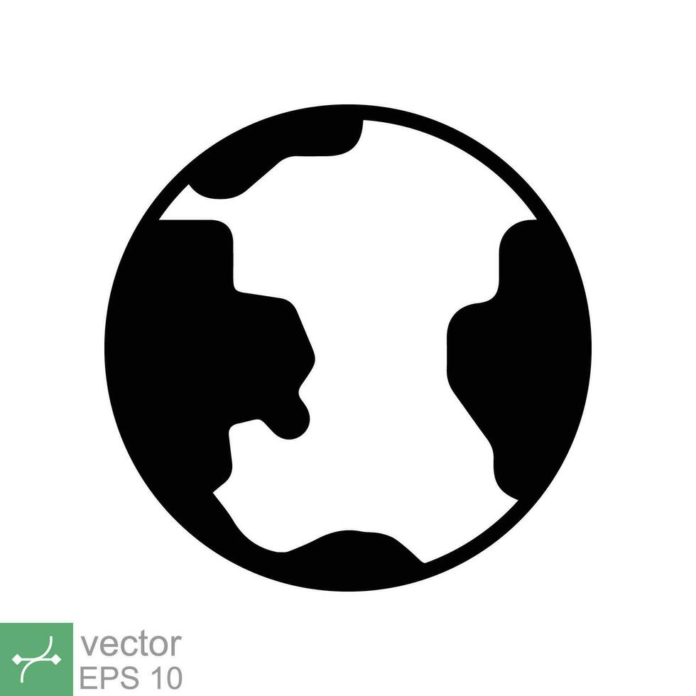 Planet earth icon. Simple flat style. World globe, international, round map, web symbol concept. Vector illustration isolated on white background. EPS 10.