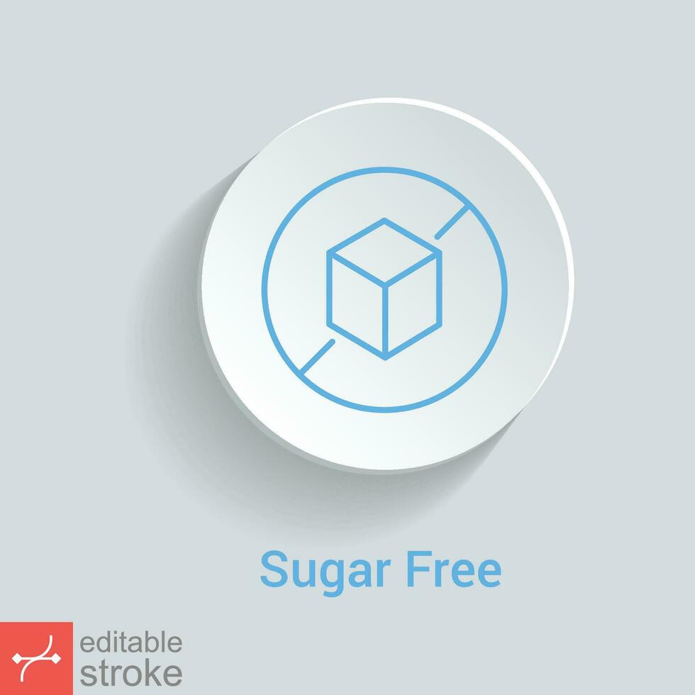 Sugar free icon. Simple outline icon. Low calorie, cube in circle stamp, health food concept. Thin line vector illustration isolated. Editable stroke EPS 10.