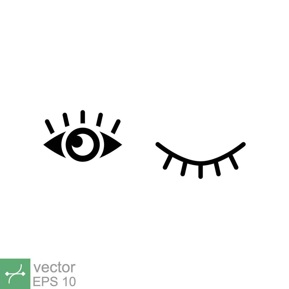 Eye and eyelash icon. Simple solid style. Wink, blink, makeup, doodle, woman beauty face concept. Glyph vector illustration isolated on white background. EPS 10.
