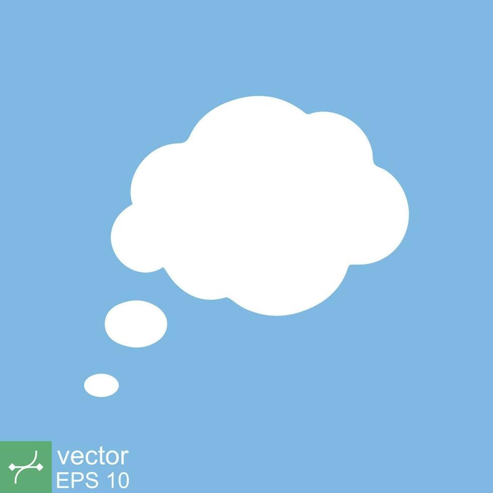 Think bubble. Empty white cloud speech bubble cartoon, idea, communication concept. Simple flat style. Vector illustration isolated. EPS 10.