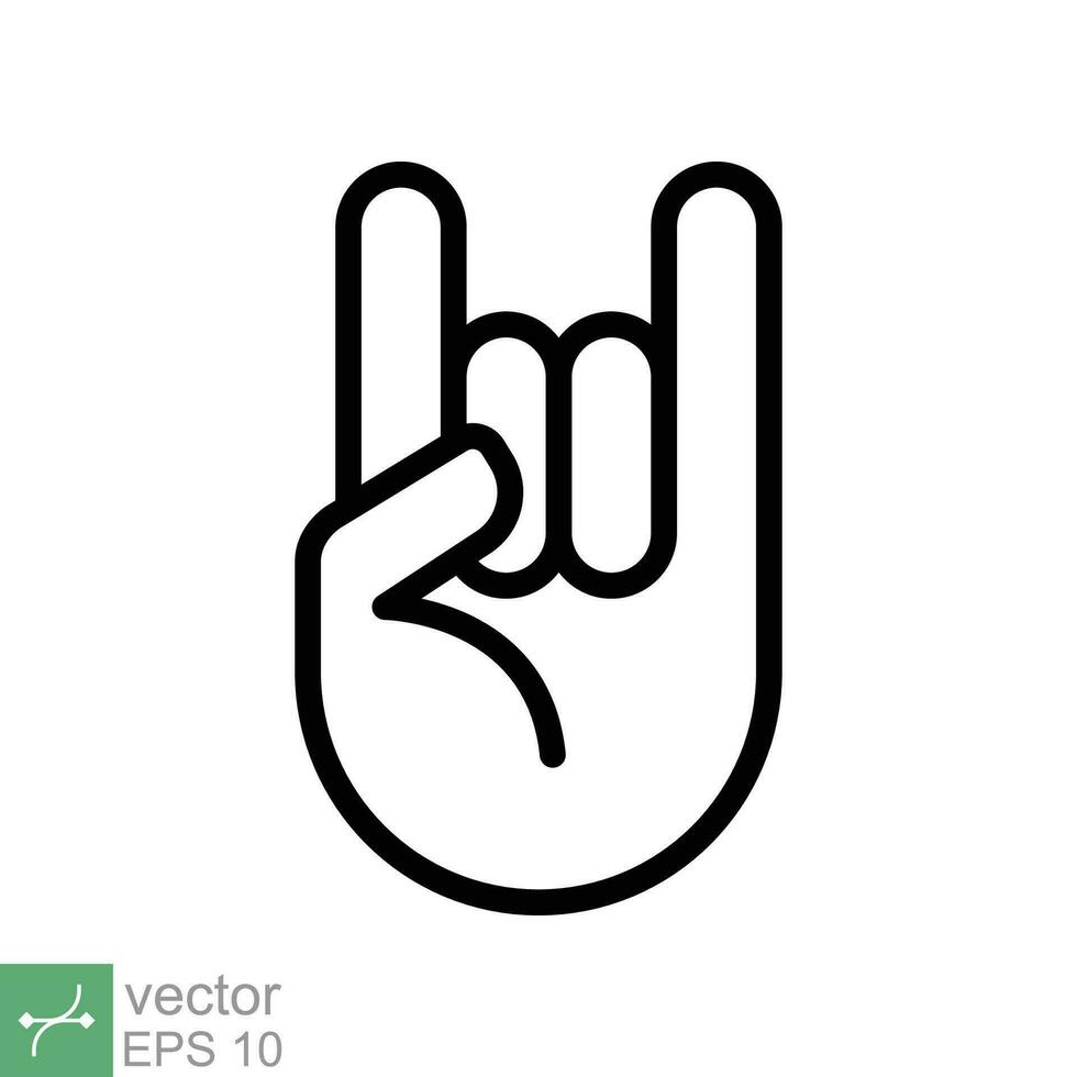 rock en concierto Curro mano gesto icono. sencillo contorno estilo. duro, pesado metal, música, punk firmar concepto. línea vector ilustración símbolo aislado en blanco antecedentes. eps 10