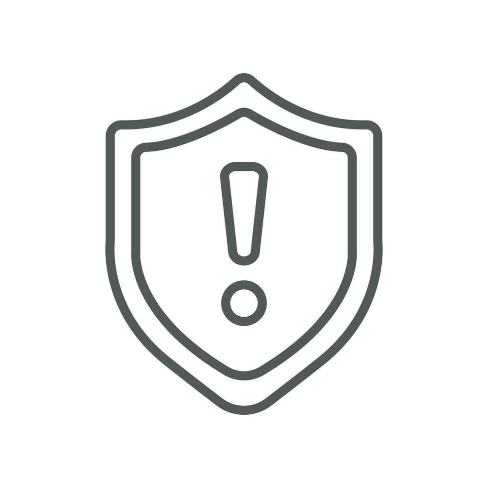 Danger Warning Error Alert Sign in badge style, Security shield exclamation mark for website, logo, app, UI. Guard, attention, warning icon Vector illustration filled outline style. EPS10