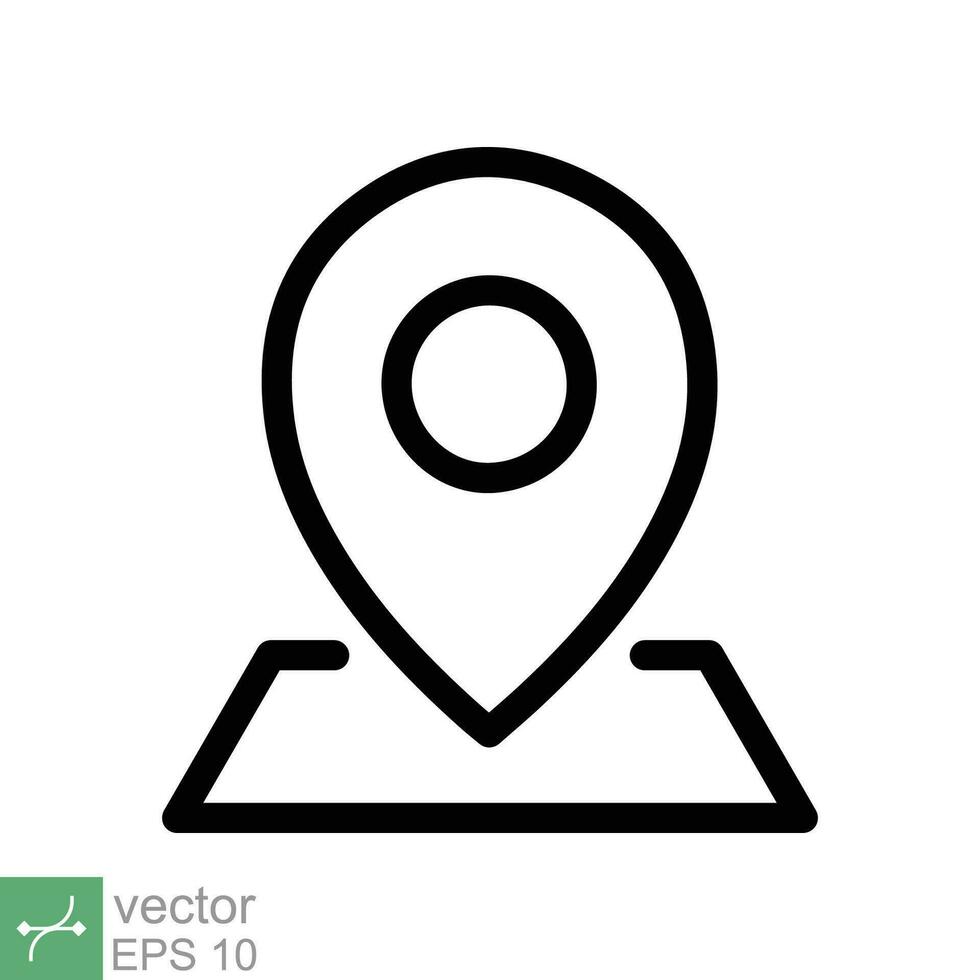 Pin location icon. Simple outline style. Map marker, place position, globe label, gps technology concept. Thin line vector illustration isolated on white background. EPS 10.