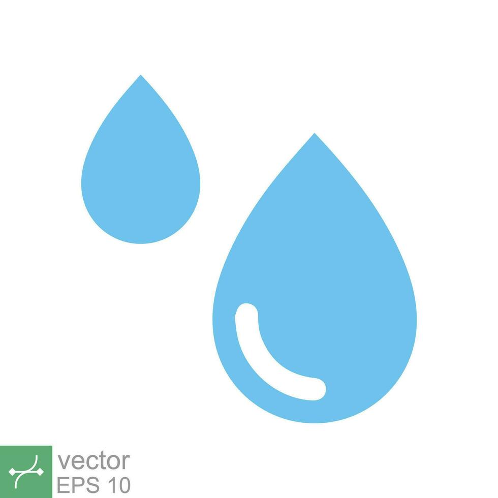 Water drops icon. Simple flat style. Drop water, droplet, liquid, oil, rain, clean aqua, farming, nature, environment concept. Vector illustration isolated on white background. EPS 10.