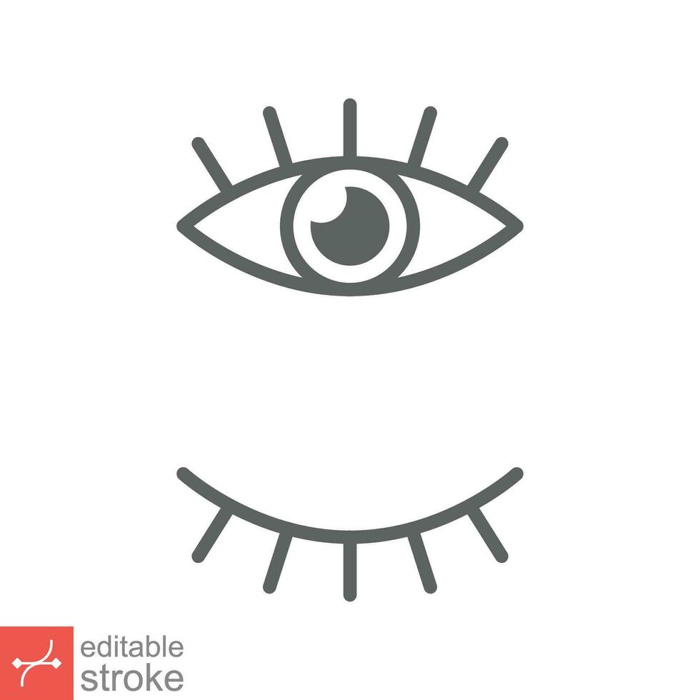 Eye and eyelash icon. Simple outline style. Wink, blink, makeup, doodle, woman beauty face concept. Thin line vector illustration isolated on white background. Editable stroke EPS 10.