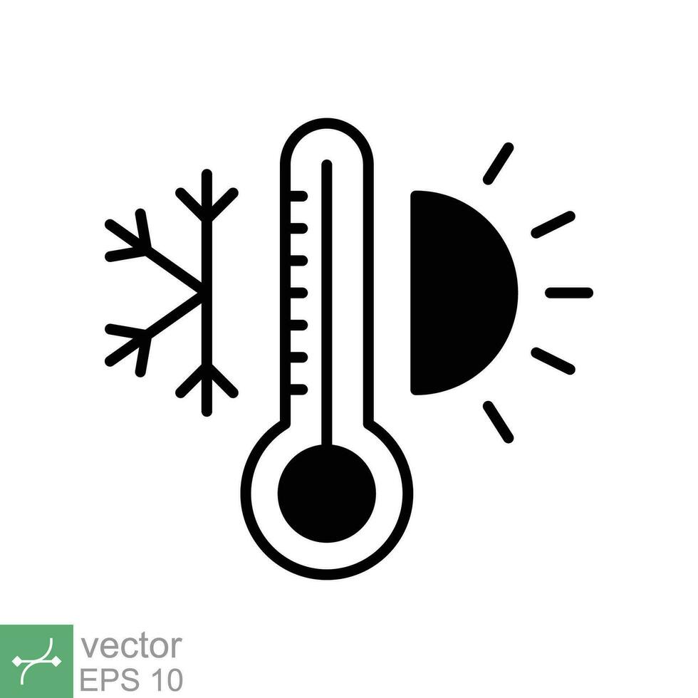 clima temperatura termómetro icono. sencillo sólido estilo firmar para web y aplicación termómetro con frío y caliente símbolo. glifo vector ilustración aislado en blanco antecedentes. eps 10