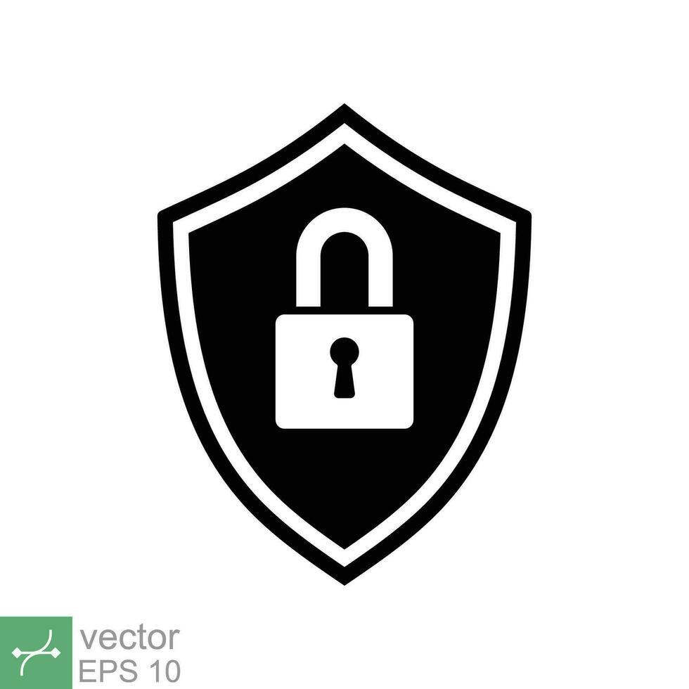 Security icon. Simple solid style. Shield secure, privacy protect, guarantee safe, network guard, safety concept. Glyph vector illustration symbol isolated on white background. EPS 10.