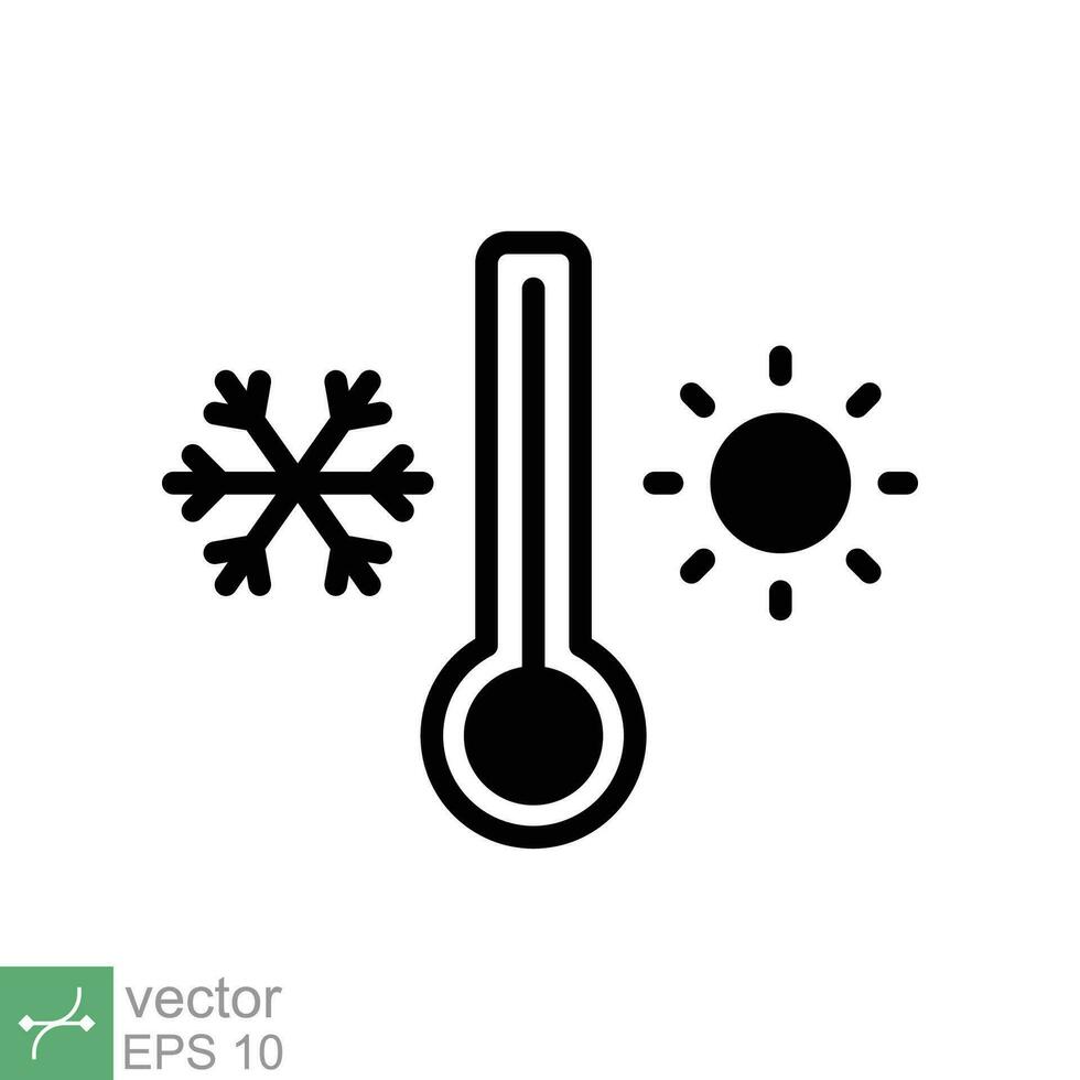 Weather temperature thermometer icon. Simple solid style sign for web and app. Thermometer with cold and hot symbol. Glyph vector illustration isolated on white background. EPS 10.